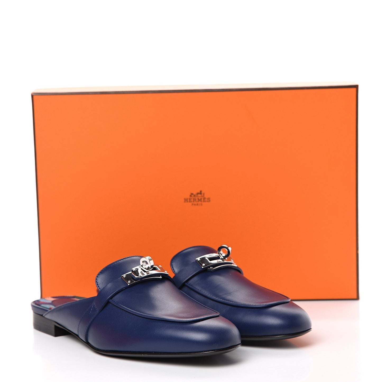 Calfskin Oz Mules 37 Bleu Maritime