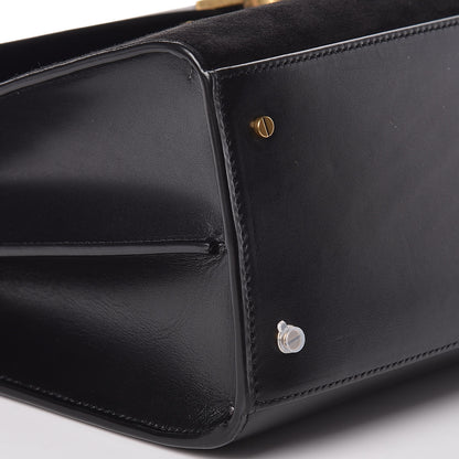 Saint Laurent Kid Scamosciato Smooth Calfskin Medium Classic Monogram Cassandra Top Handle Black Rouge Legion 8 of 10