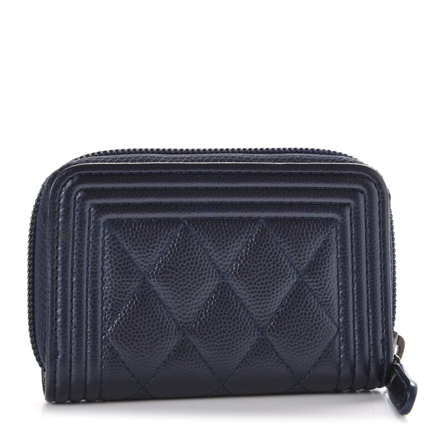 Chanel Caviar Quilted Boy Zip Around Coin Purse Wallet Navy 2 of 9