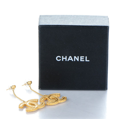 Chanel CC Drop Earrings Matte Gold 5 of 5