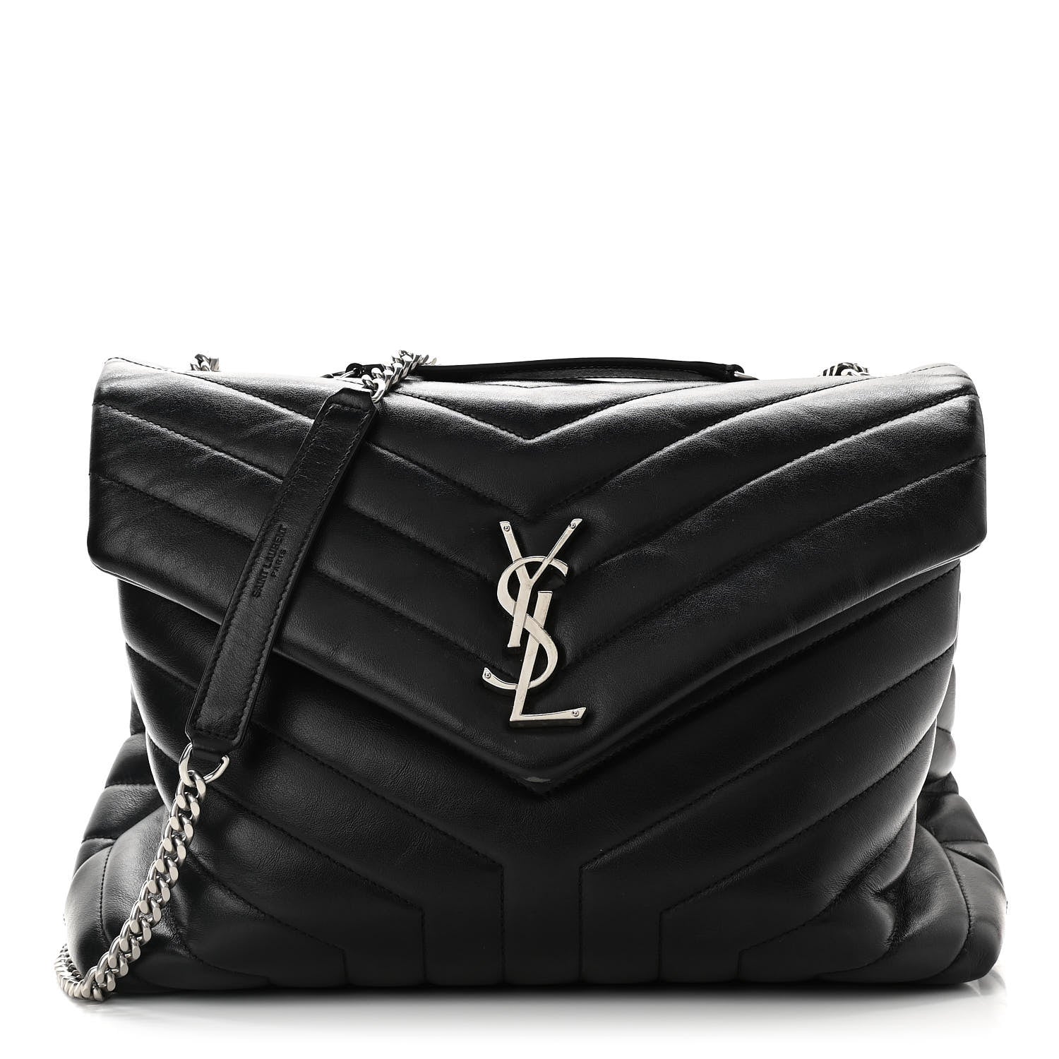 Saint Laurent Calfskin Y Quilted Monogram Medium Loulou Chain Satchel Black 1 of 14