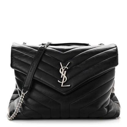 Saint Laurent Calfskin Y Quilted Monogram Medium Loulou Chain Satchel Black 1 of 14