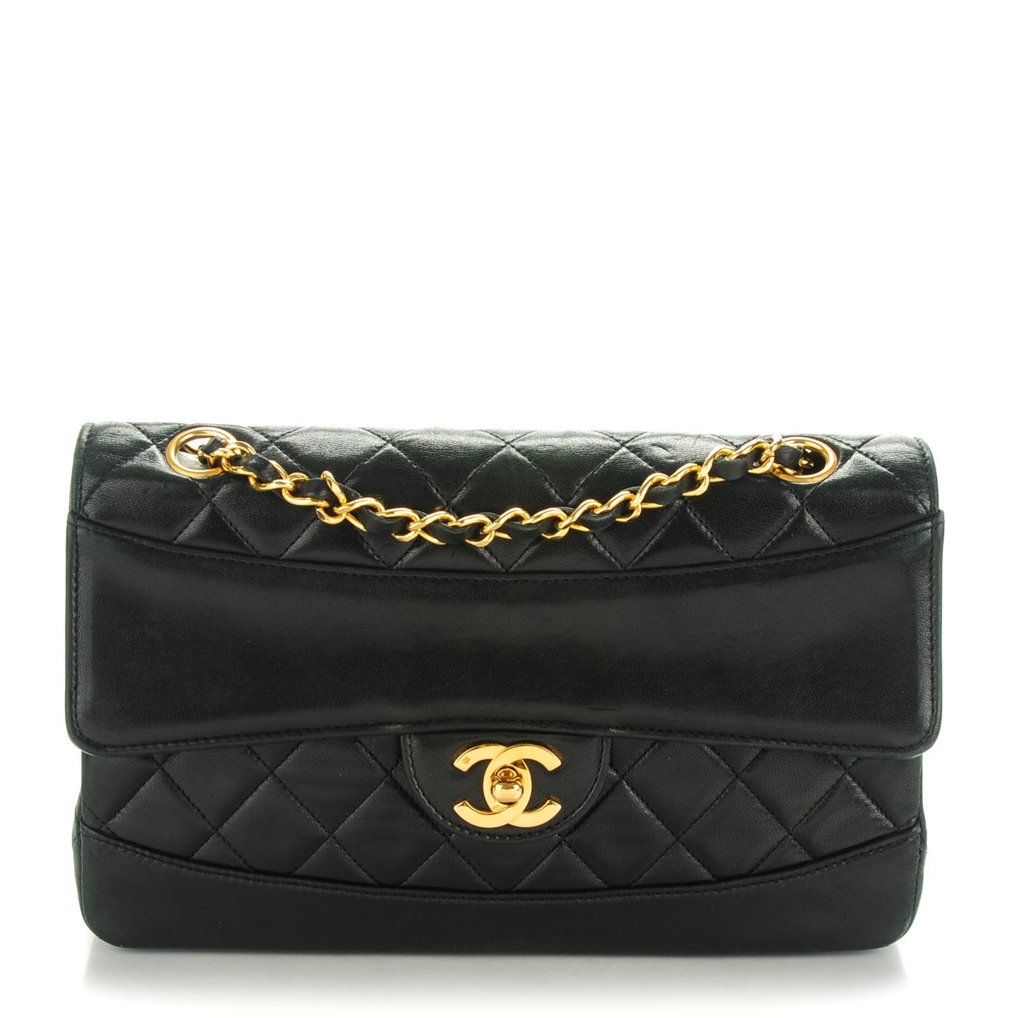 Lambskin Quilted Small Single Flap Black