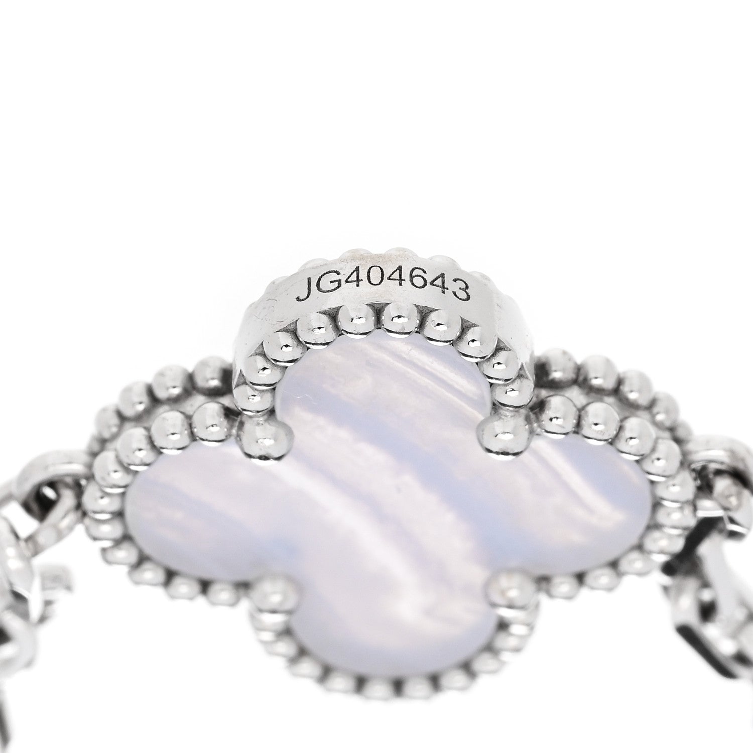Van Cleef & Arpels 18K White Gold Chalcedony 5 Motifs Vintage Alhambra Bracelet 5 of 5