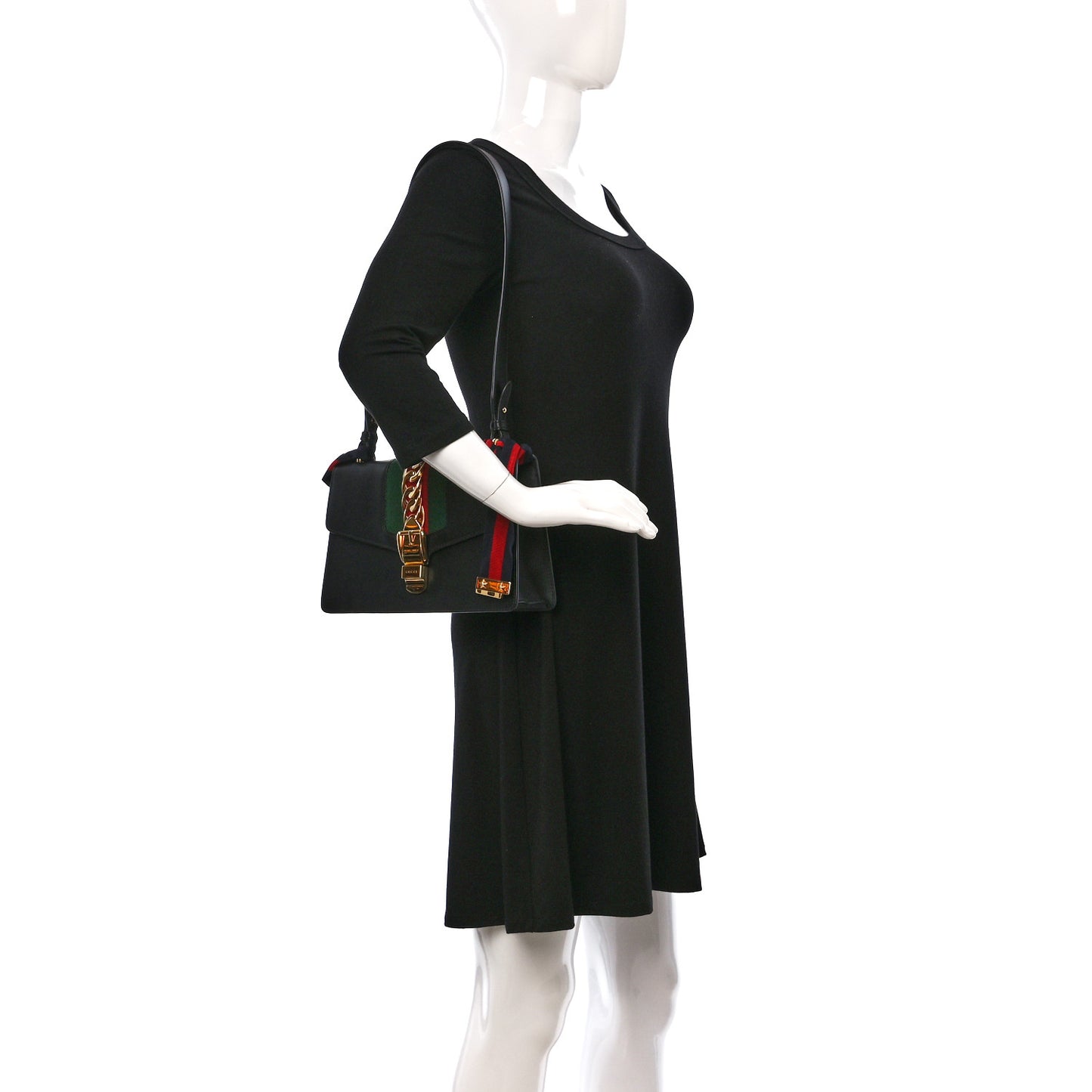 Calfskin Small Sylvie Shoulder Bag Black