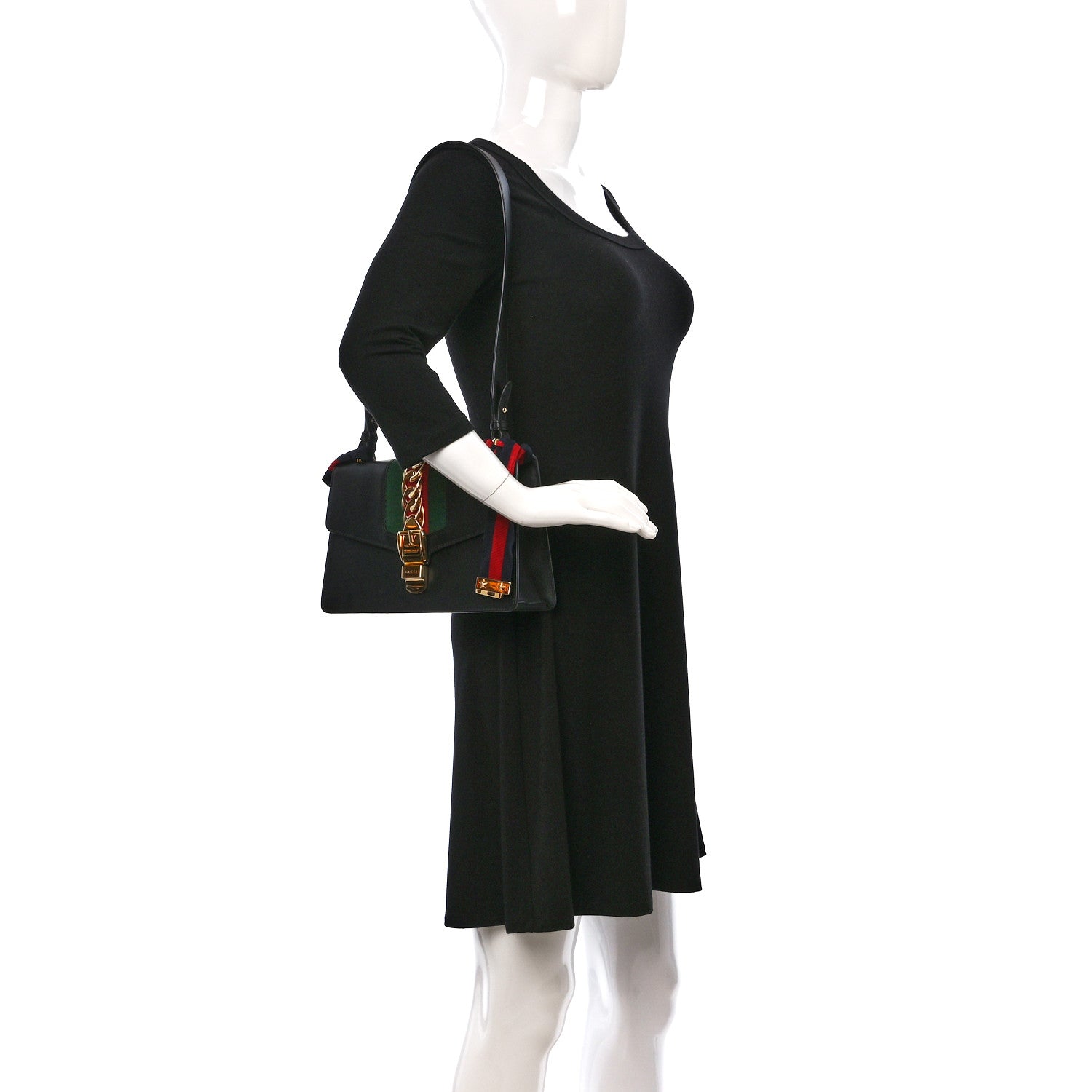 Gucci Calfskin Small Sylvie Shoulder Bag Black 2 of 12