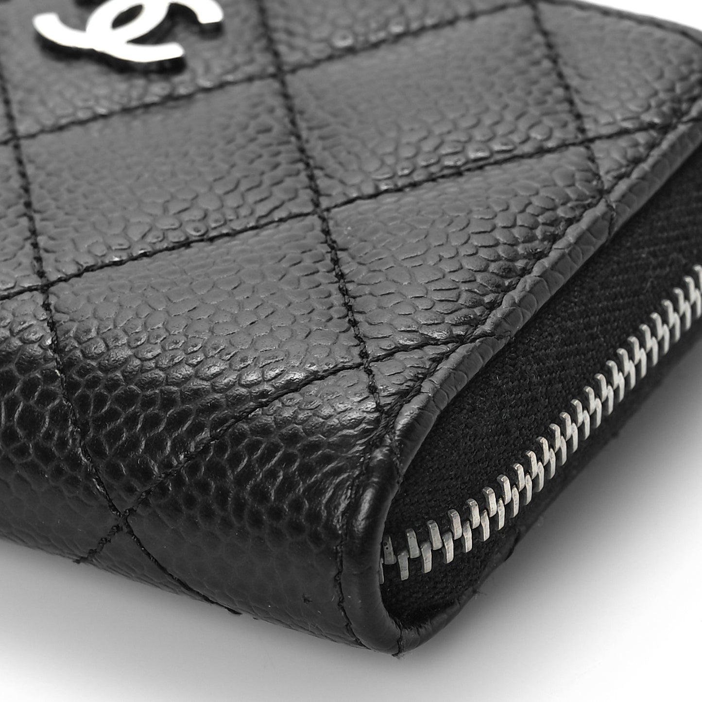 Caviar Quilted Zip Coin Purse Black