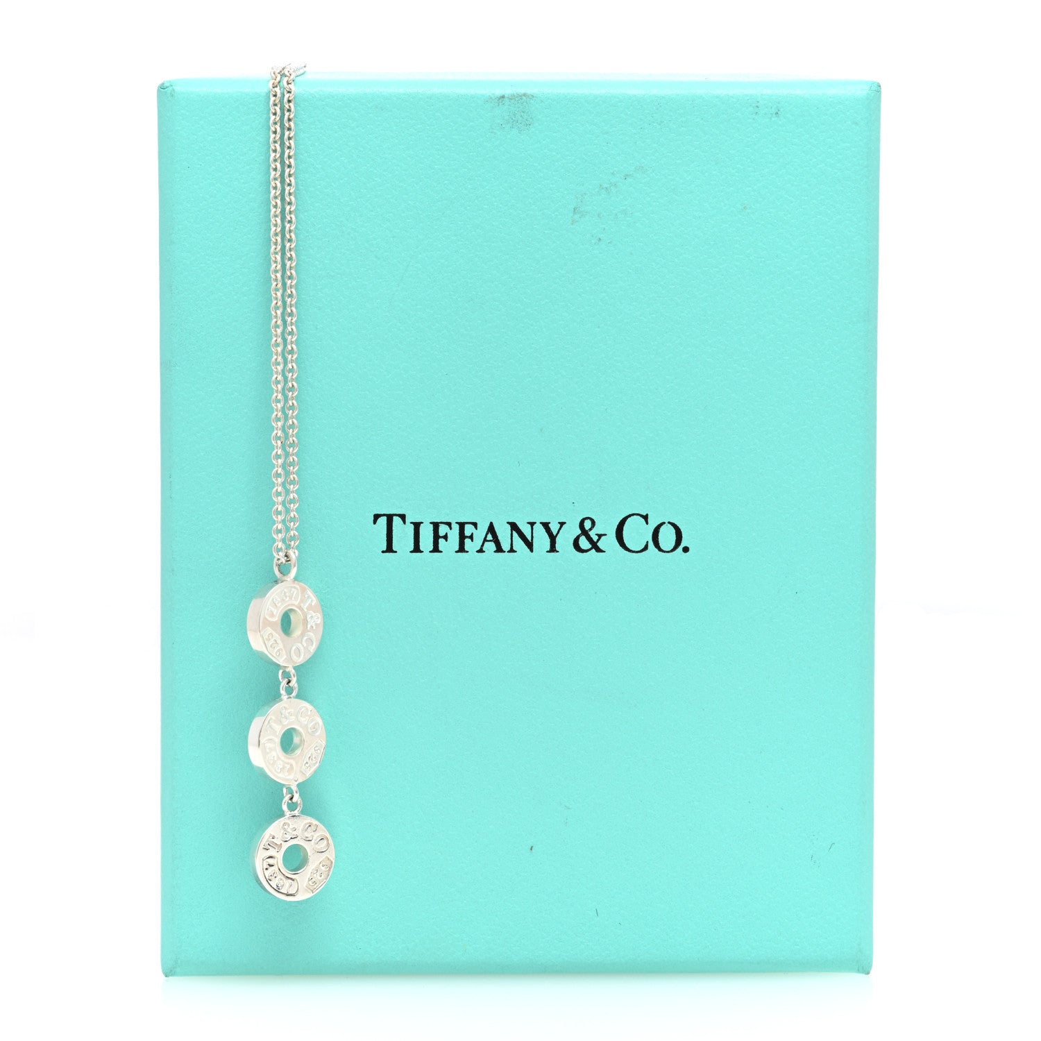 Tiffany Sterling Silver 1837 Triple Circle Drop Pendant Necklace 5 of 5