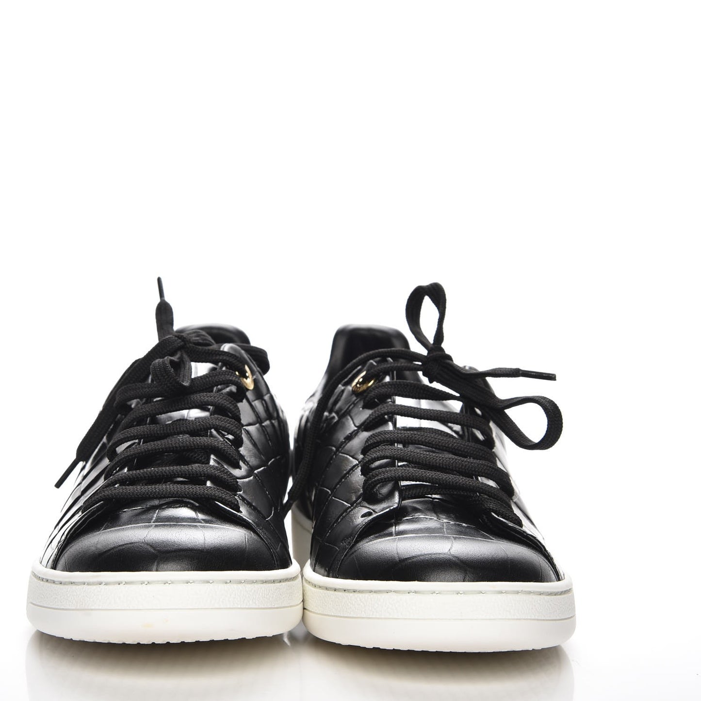 Calfskin Crocodile Embossed Frontrow Sneakers 39 Black