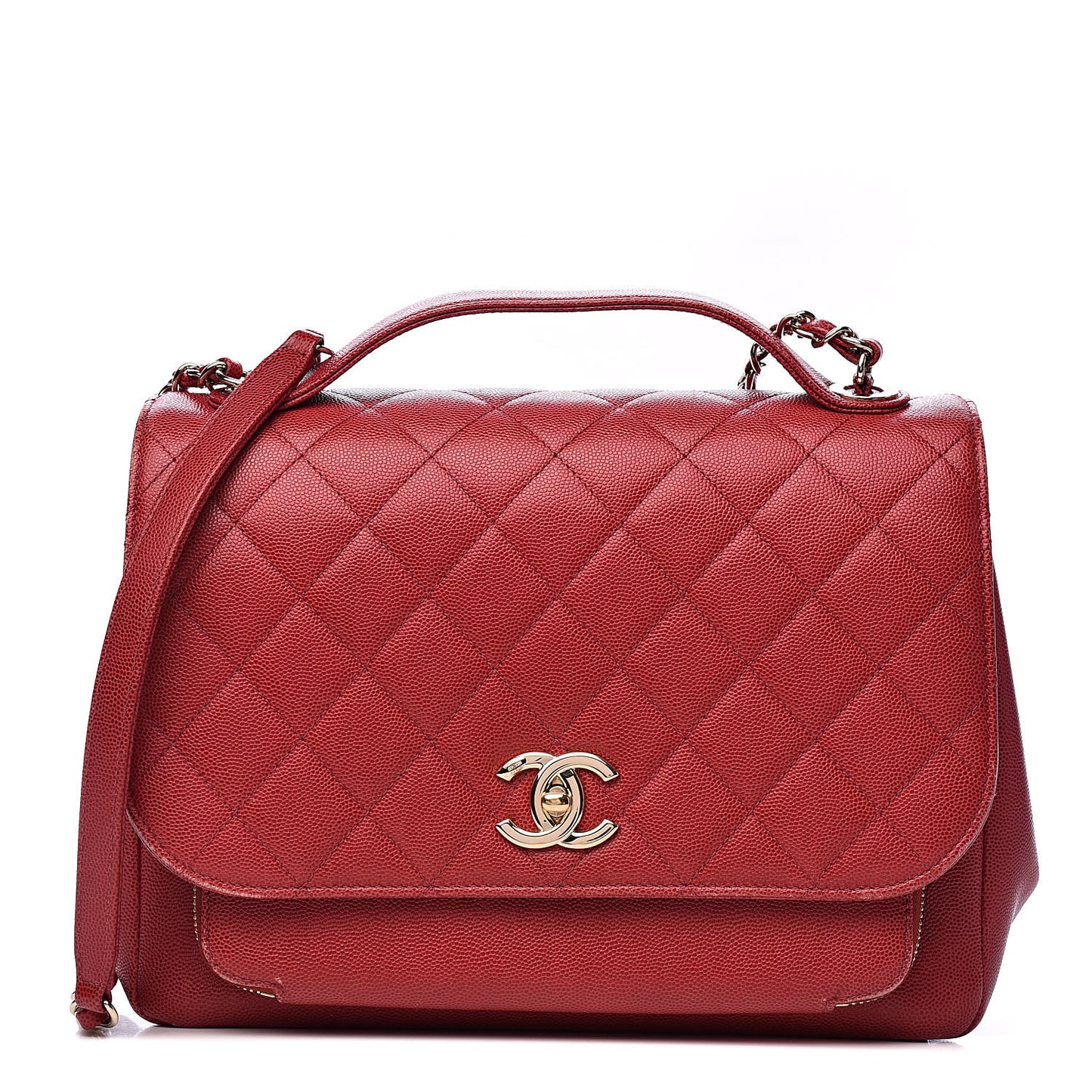 Caviar Quilted Large Business Affinity Flap Red