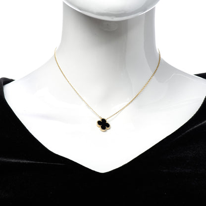Van Cleef & Arpels 18K Yellow Gold Black Onyx Vintage Alhambra Pendant Necklace 2 of 5