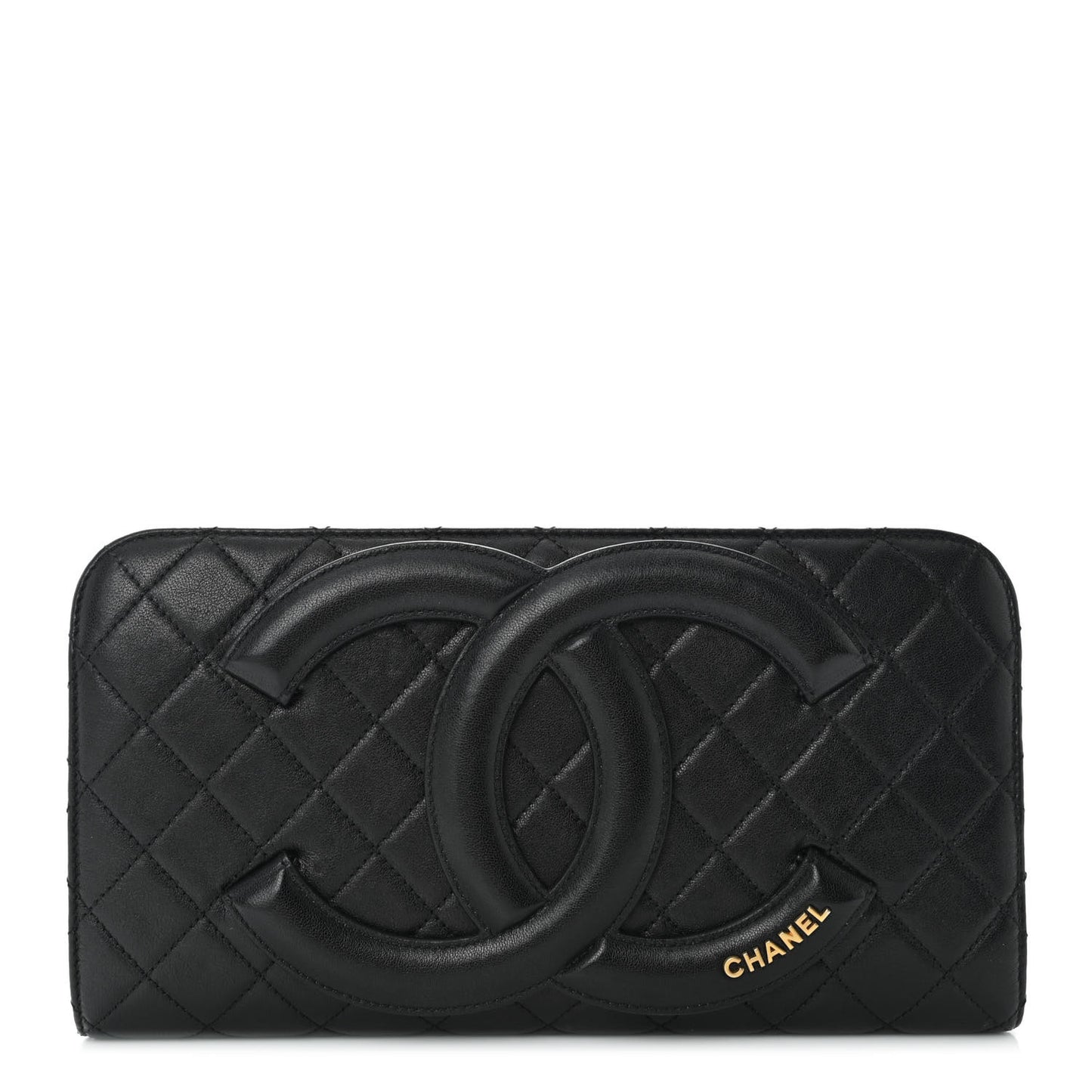 Lambskin Quilted Coco Midnight Clutch Black