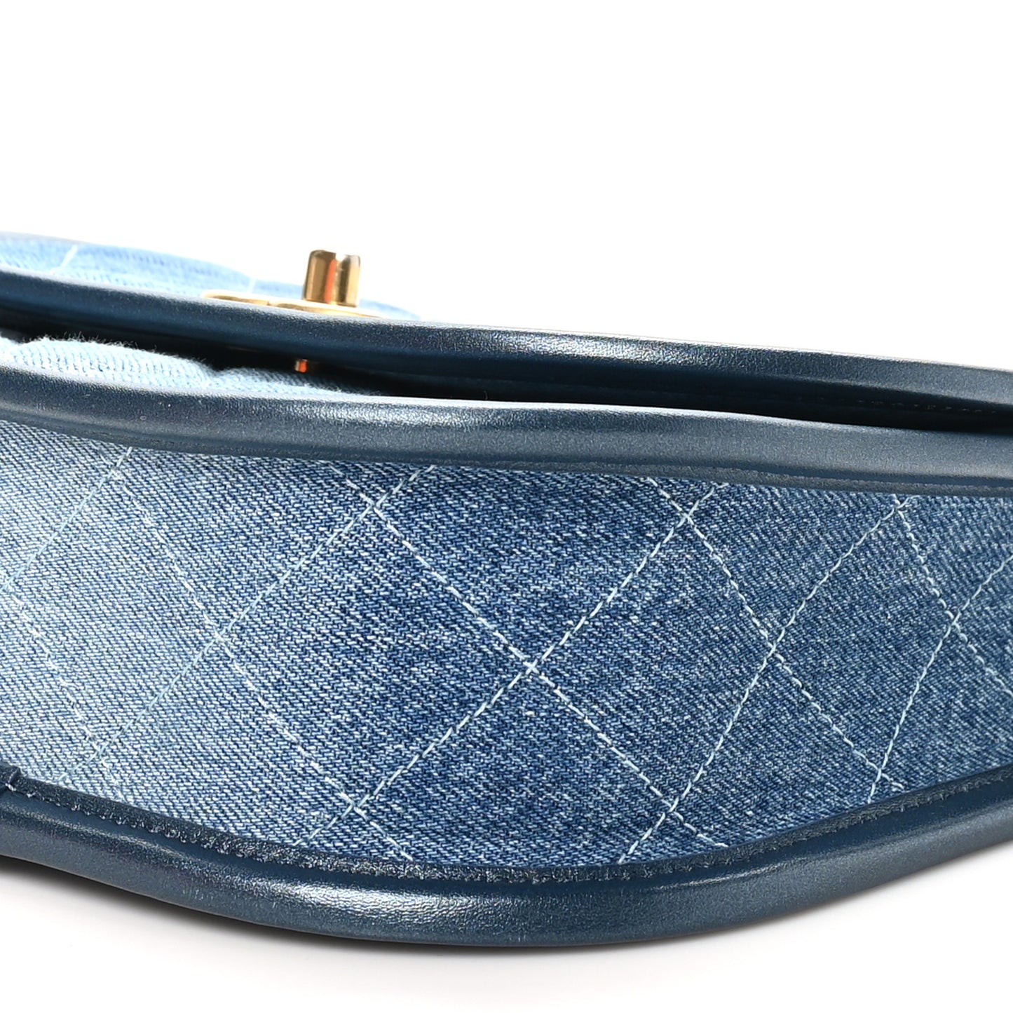 Washed Denim Quilted Small Messenger Flap Blue