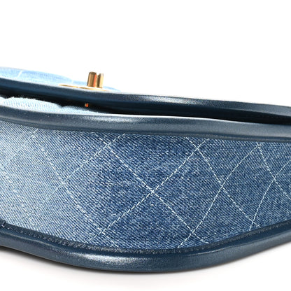 Chanel Washed Denim Quilted Small Messenger Flap Blue 10 of 11