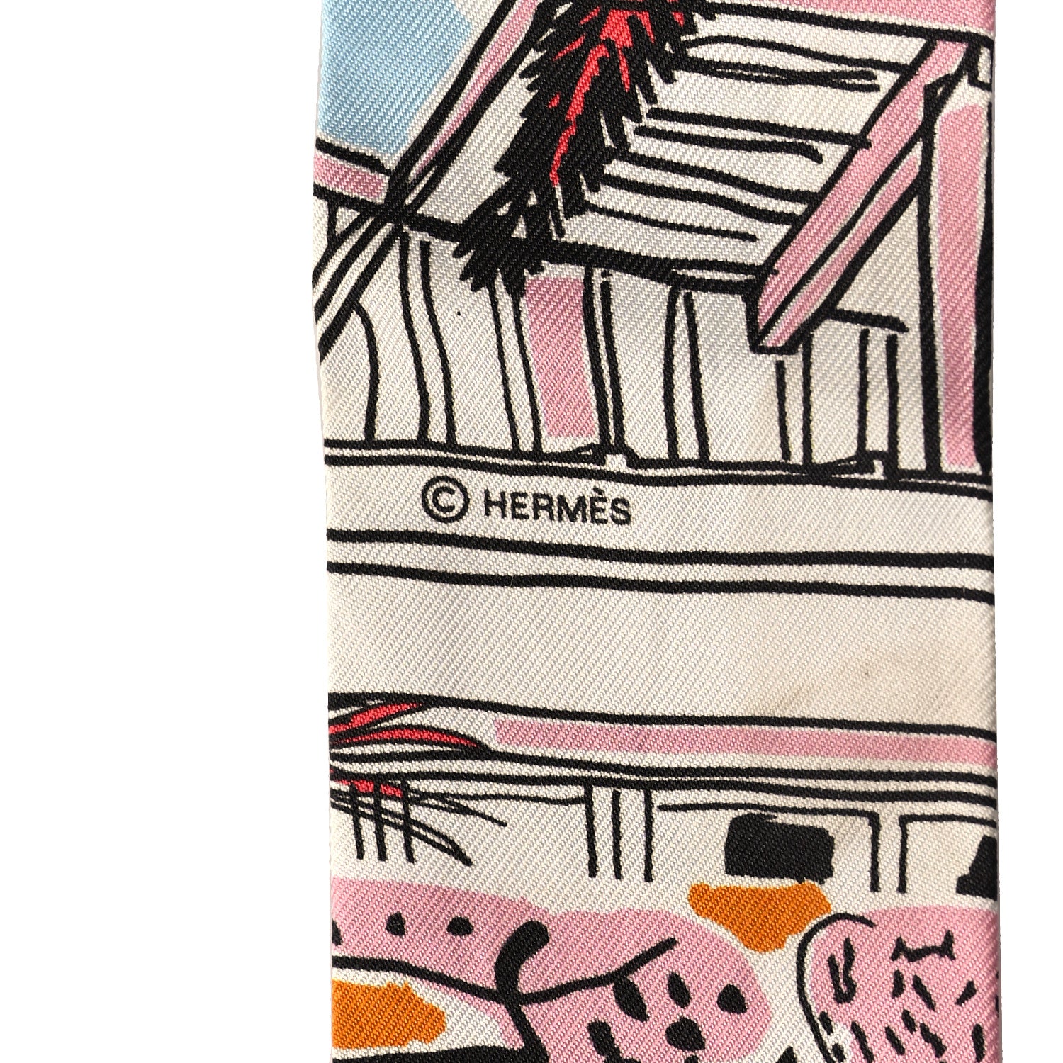 Hermes Silk Twilly Rayures d'Ete Jaune Bleu Orange 3 of 6