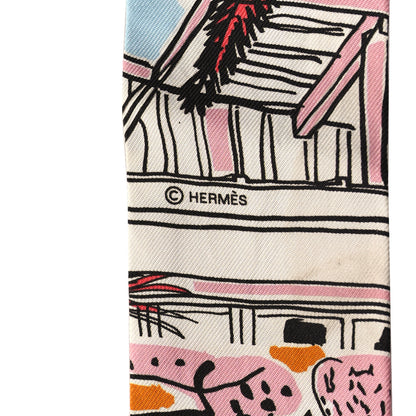 Hermes Silk Twilly Rayures d'Ete Jaune Bleu Orange 3 of 6
