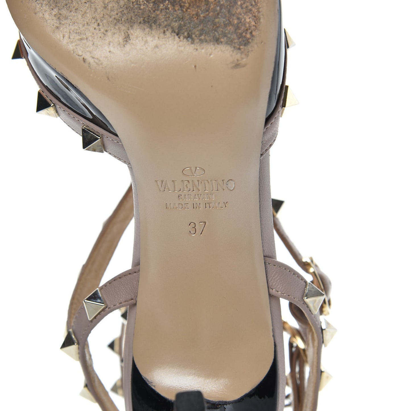 Patent Nappa Rockstud Ankle Strap 65mm Pumps 37 Black Poudre