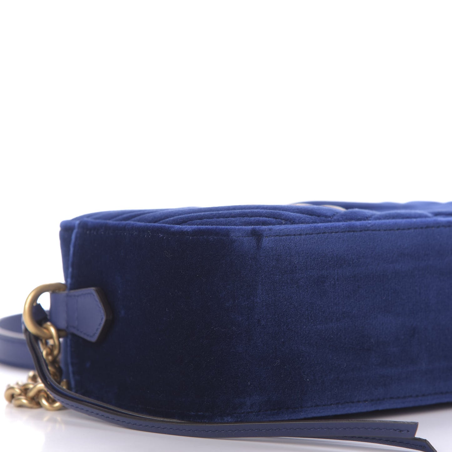 Velvet Matelasse Small GG Marmont Chain Shoulder Bag Cobalt