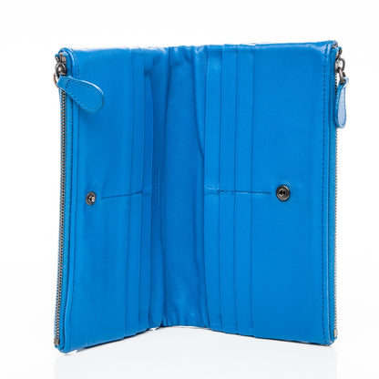Bottega Veneta Nappa Intrecciato Double Zip Clutch Wallet Blue 5 of 8