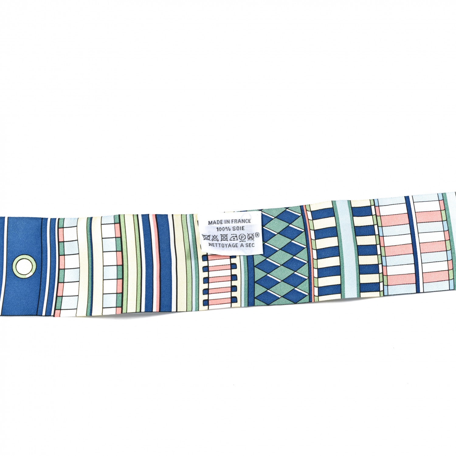 Hermes Silk Voltes Et Pirouettes Twilly Bleu Ciel Vert Jaune 2 of 4