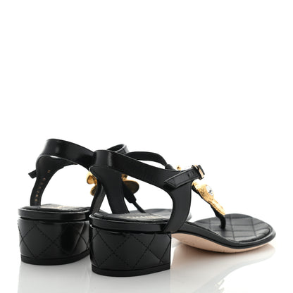 Chanel Calfskin Medallion CC Thong Sandals 36 Black 4 of 12