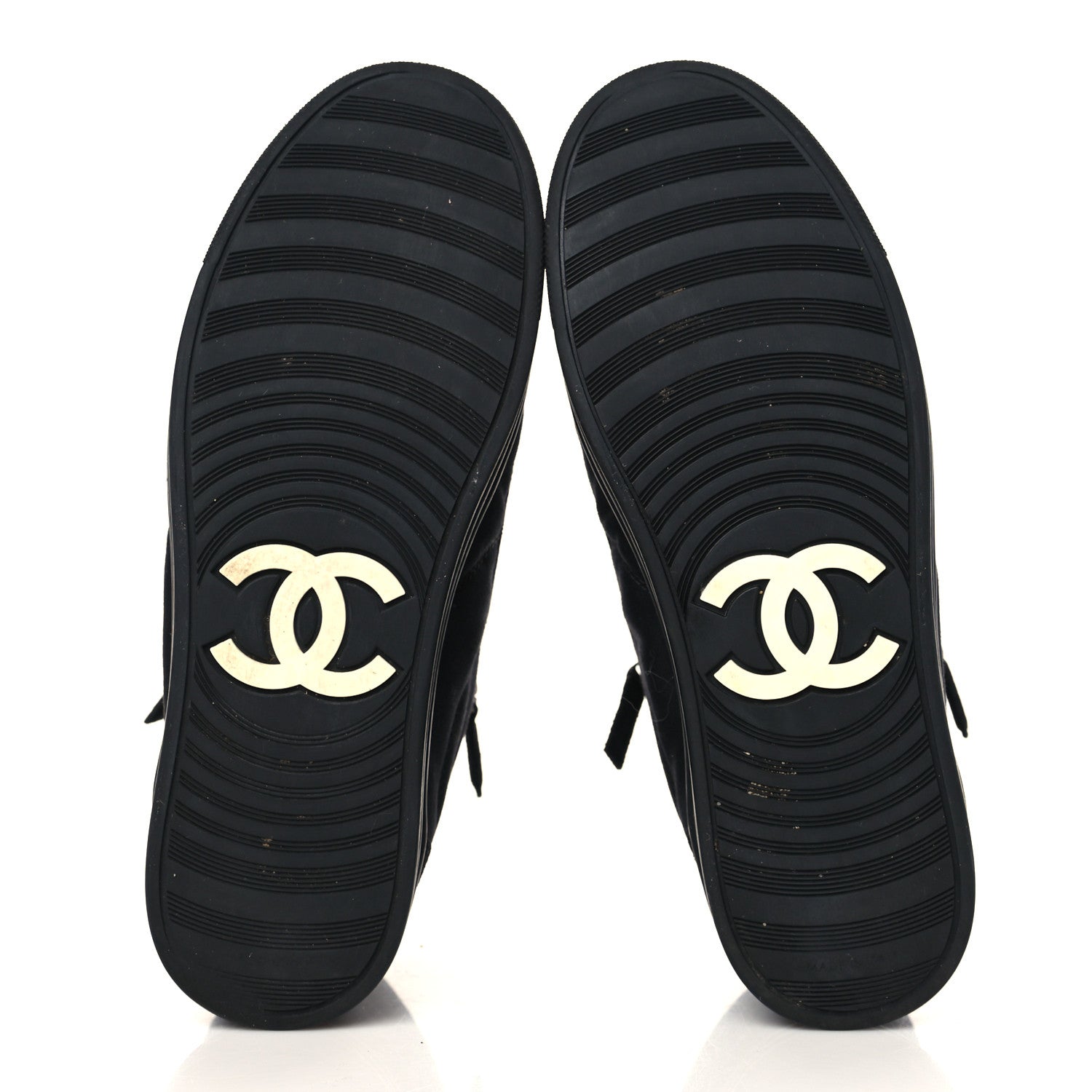 Chanel Toile Suede Calfskin CC High Top Sneakers 36.5 Black 5 of 7