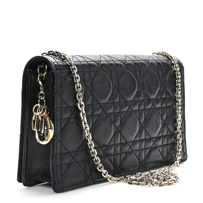 Christian Dior Crinkled Patent Cannage Lady Dior Pouch Black 4 of 11