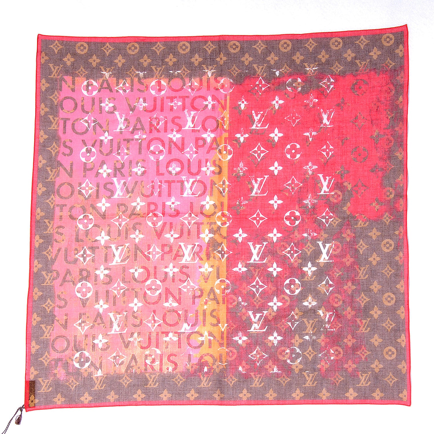 Louis Vuitton Cotton Monogram Pulp Bandana Square Scarf Rose 2 of 5