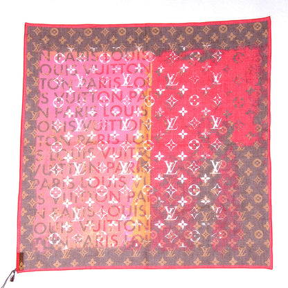 Louis Vuitton Cotton Monogram Pulp Bandana Square Scarf Rose 2 of 5