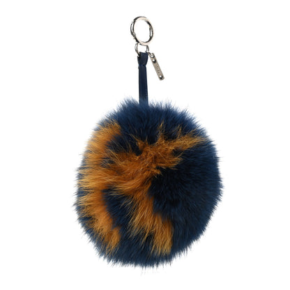 Fendi Fox Fur Shiny Nappa Bi-Color K ABCharm Bag Charm Blue Curry 1 of 4