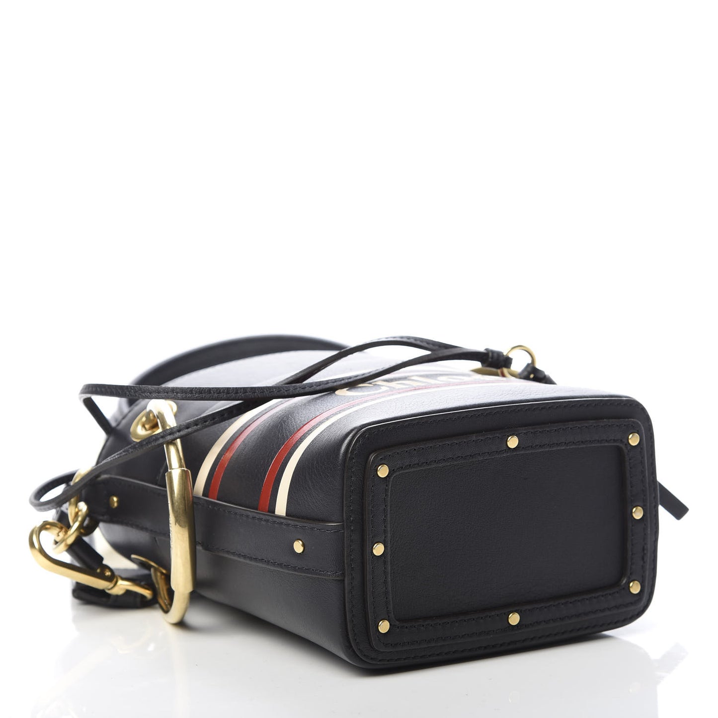 Smooth Calfskin Logo Mini Roy Bucket Bag Full Blue