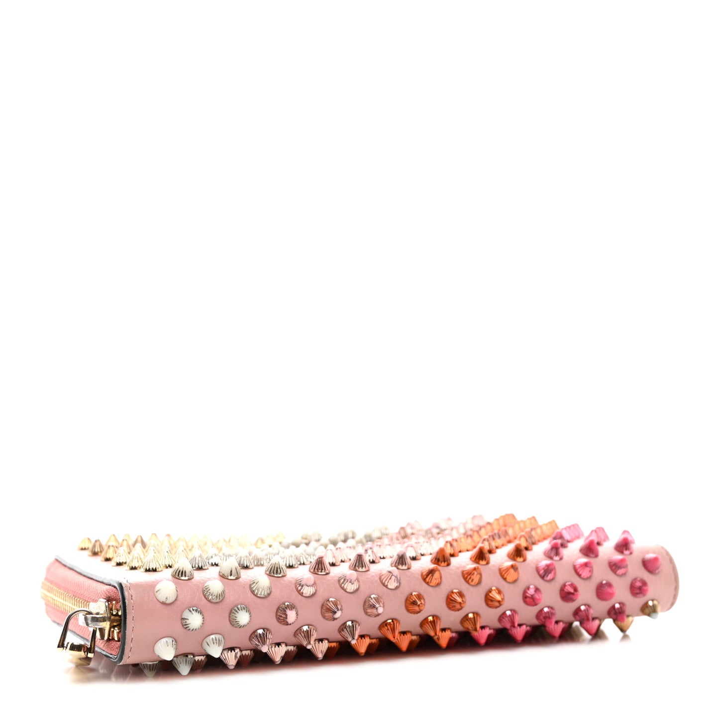 Calfskin Panettone Spiked Zip Around Wallet Pink Multicolor