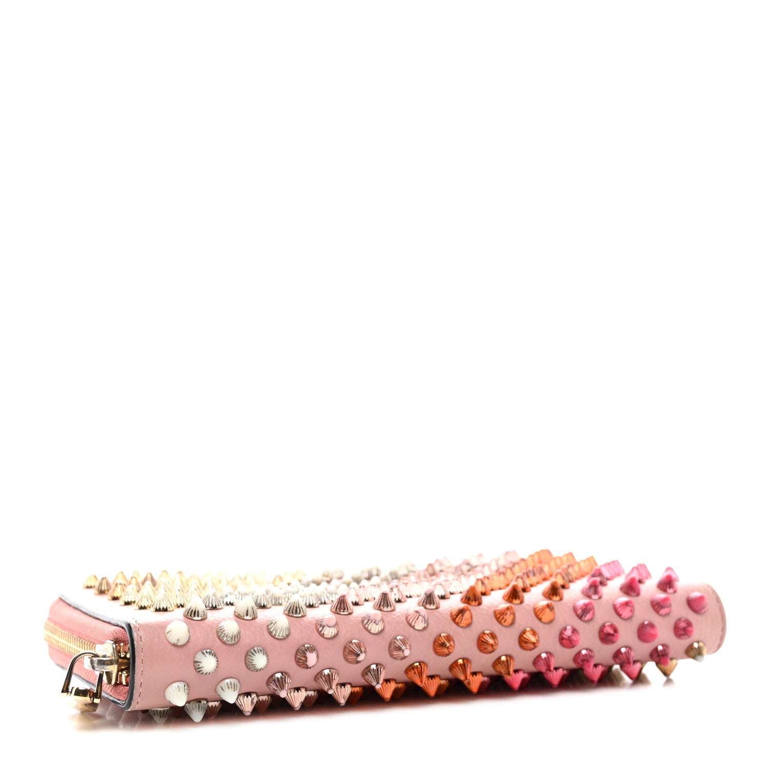Christian Louboutin Calfskin Panettone Spiked Zip Around Wallet Pink Multicolor 4 of 8
