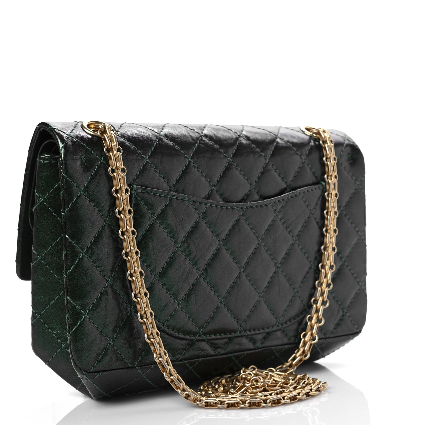 Metallic Aged Calfskin Quilted 2.55 Reissue 225 Green