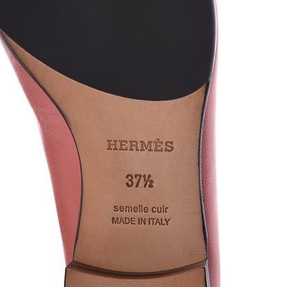 Hermes Goatskin Paris Loafers 37.5 Rouge Blush 6 of 8