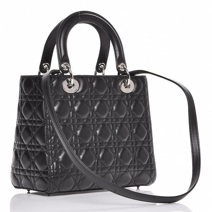 Christian Dior Lambskin Cannage Medium Lady Dior Black 4 of 8