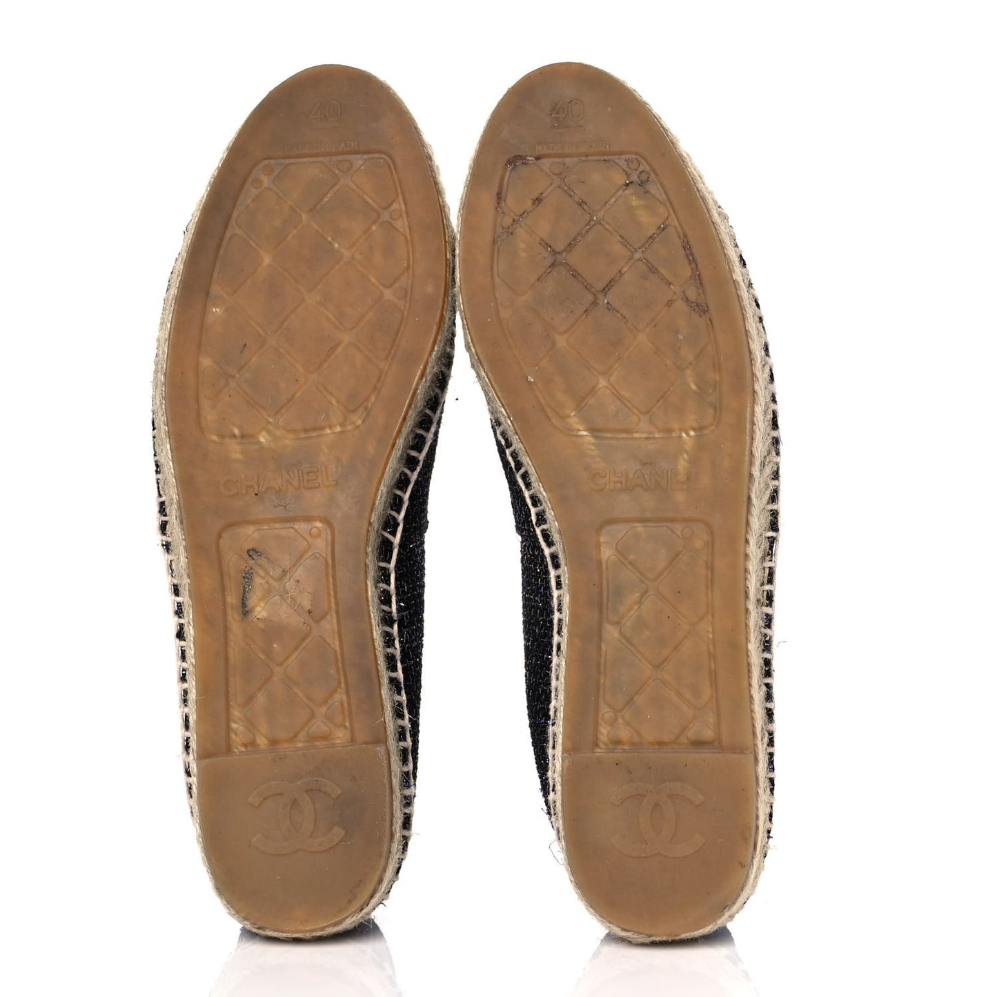 Tweed Patent Goatskin CC Espadrilles 40 Black Pink Yellow Silver