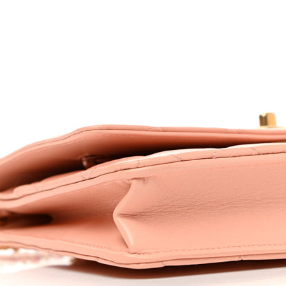 Chanel Lambskin Quilted Pearl Crush Wallet on Chain WOC Light Orange 8 of 9