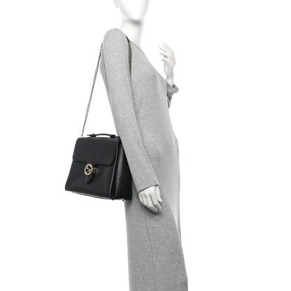 Gucci Dollar Calfskin Medium Interlocking G Top Handle Shoulder Bag Black 2 of 10