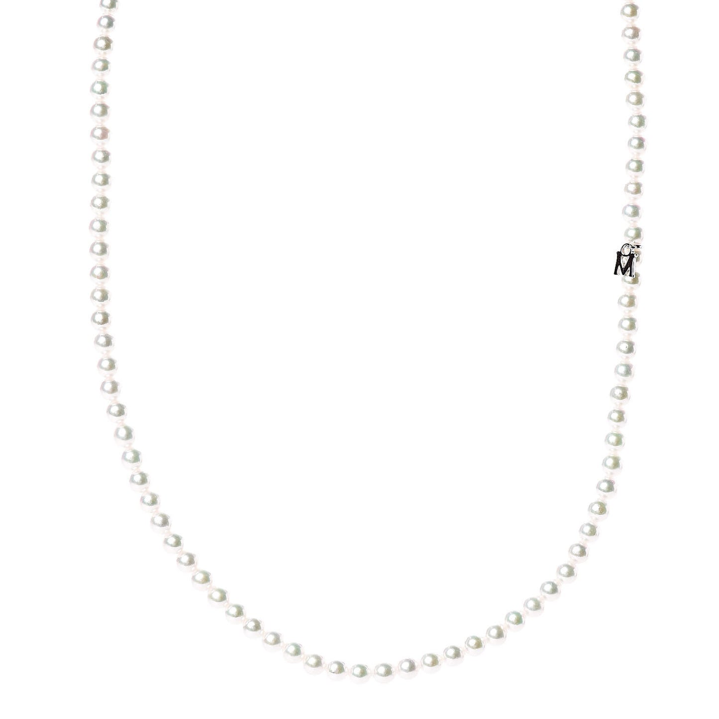 18K White Gold Akoya Pearl 4-4.5mm Strand Necklace 16.5"