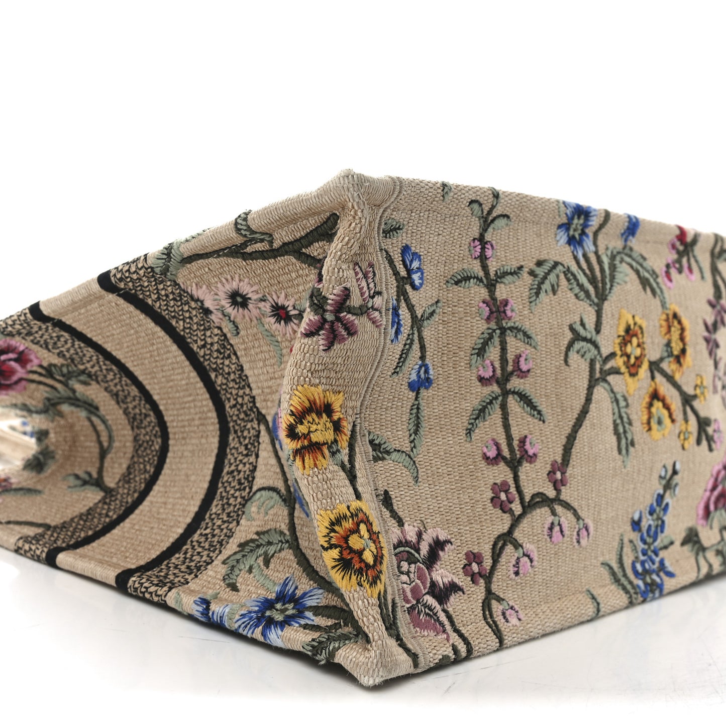 Raffia Embroidered Petites Fleurs Medium Book Tote Natural