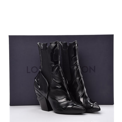 Louis Vuitton Calfskin Patent Monogram Fireball Ankle Boots 38.5 Black 8 of 8