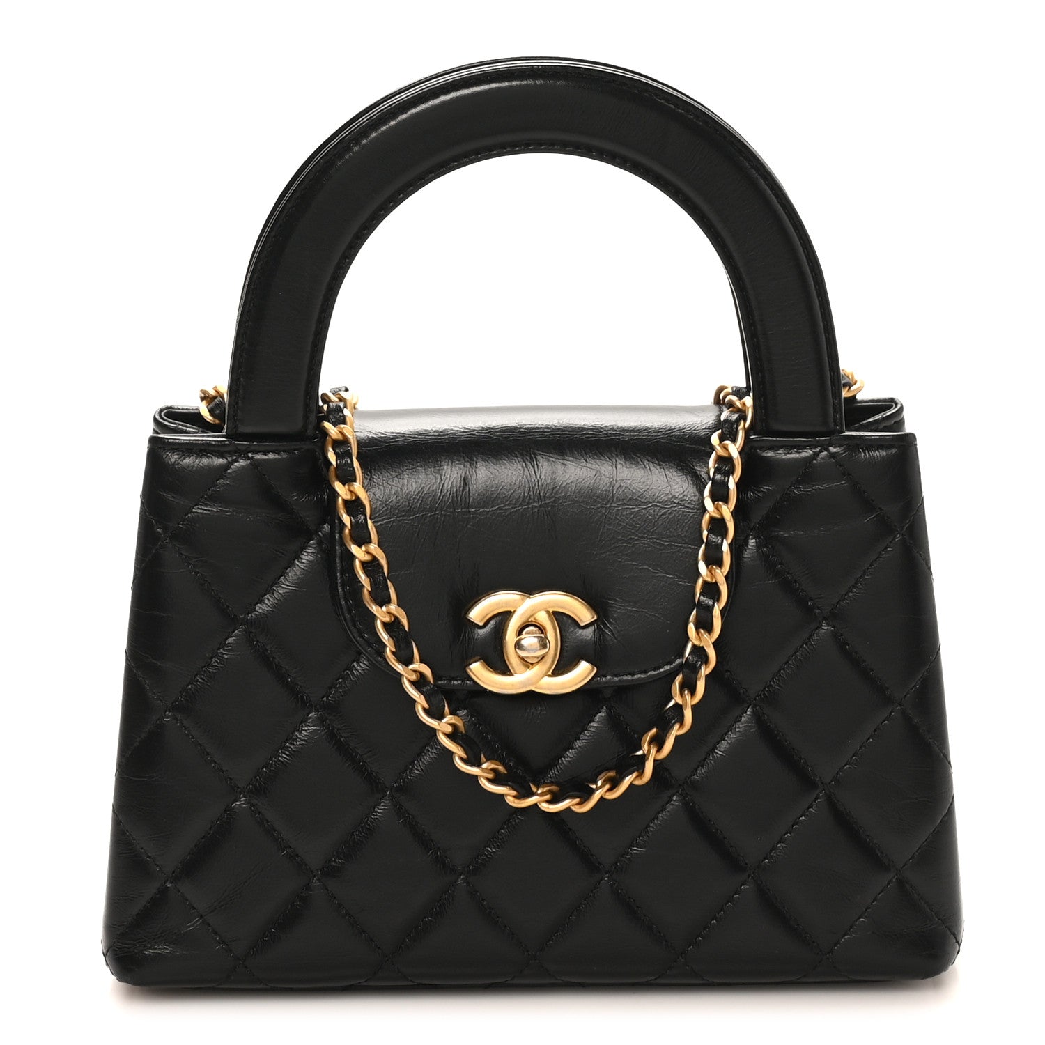 Chanel Shiny Aged Calfskin Quilted Nano Kelly Shopper Black 1 of 11