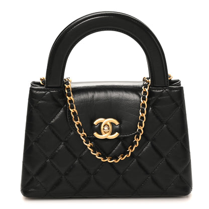 Chanel Shiny Aged Calfskin Quilted Nano Kelly Shopper Black 1 of 11