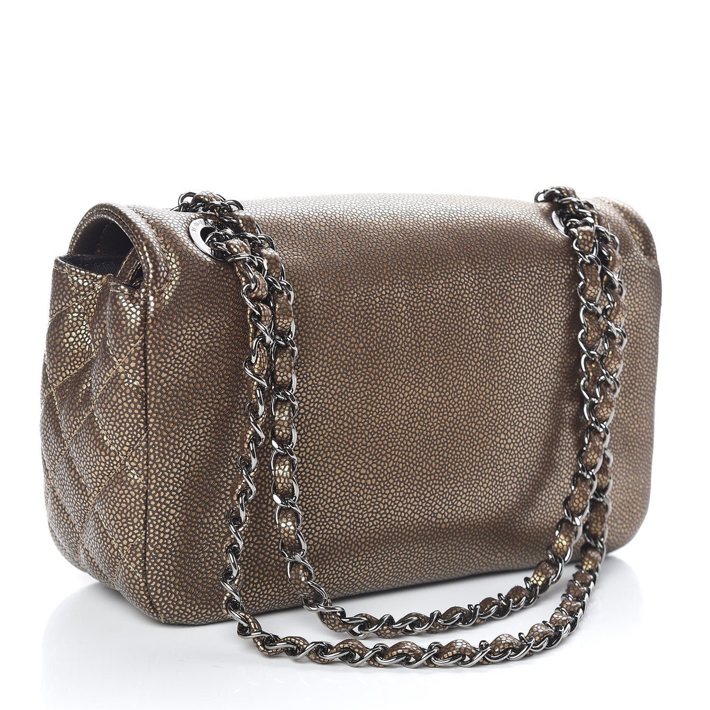 Metallic Caviar Medium Timeless CC Flap Bronze