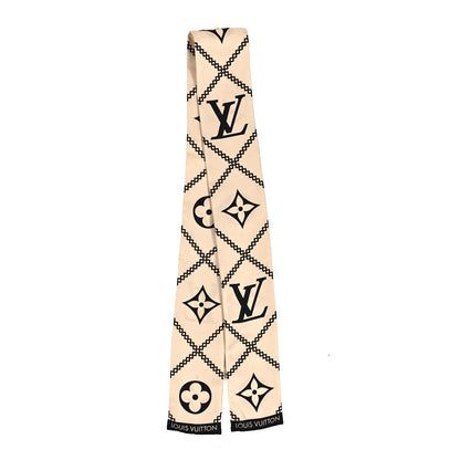 Louis Vuitton Silk Monogram Croisillon Bandeau Cream Black 2 of 3