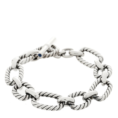 David Yurman Sterling Silver Blue Sapphire 9.5mm Cushion Link Bracelet 2 of 3