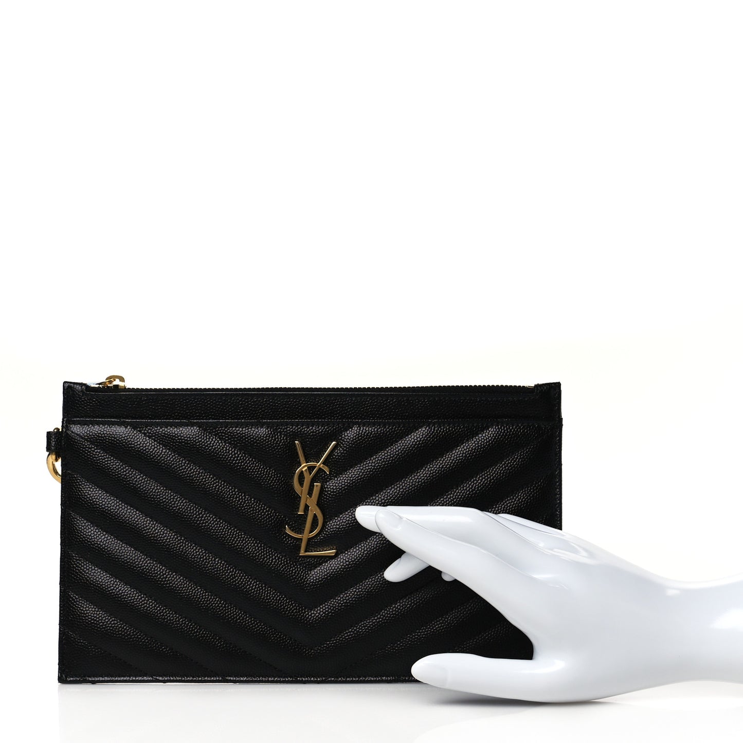 Grain De Poudre Chevron Monogram Large Bill Pouch Black