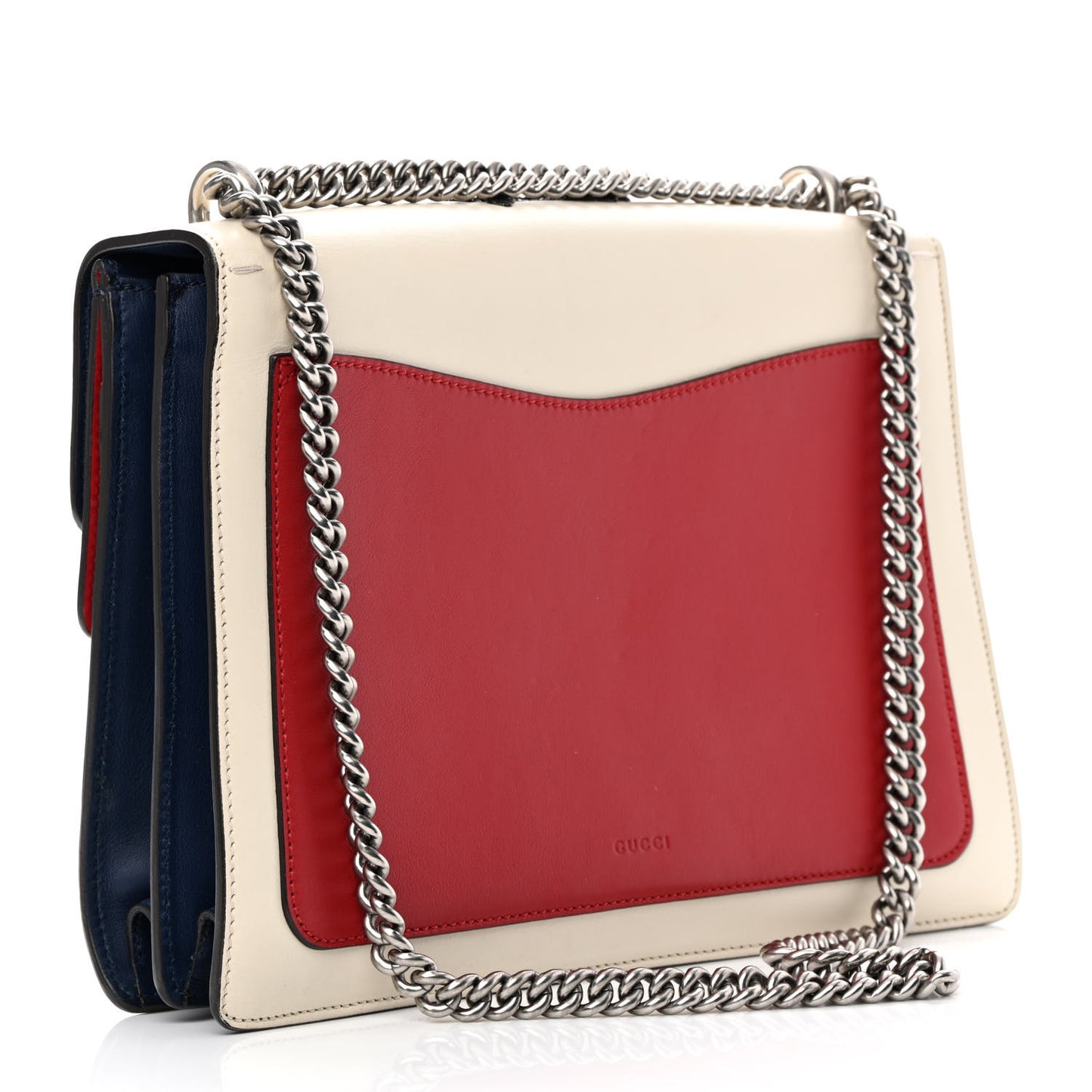 Calfskin Bee Embroidered Medium Dionysus Shoulder Bag White Blue Hibiscus Red