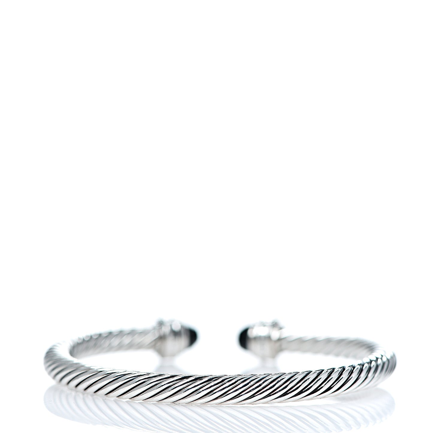 Sterling Silver Diamond Black Onyx 5mm Cable Classics Bracelet